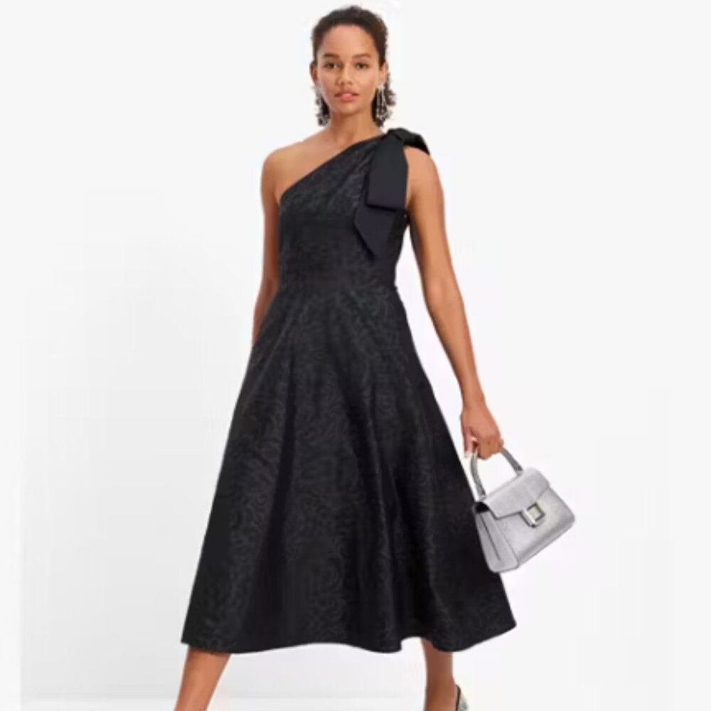 Kate Spade Black Flourish Swirl Asymmetrical Dress - Like New